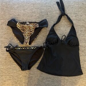 Y2K Bongo Black Tankini Size Small And Size Medium Bottoms